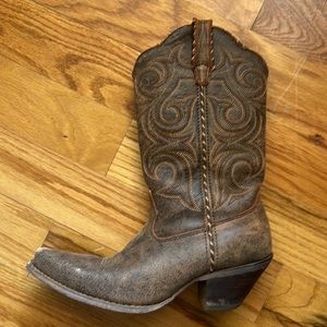 One pair of women’s Durango 11 inch western brown boots. Size 9.